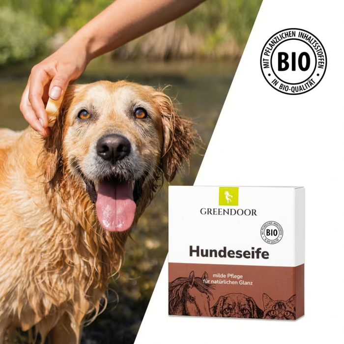 GREENDOOR Hundeseife für glänzendes Fell | Naturseife für Hunde | 80 g