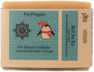 Pia Pinguin Naturseife Orange & Nelke (75 g) – Warme Gewürzfrische mit Bio-Ölen - KalSaKa